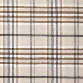 Coat Fabric Wool Blend roughened checks – light taupe/mocca, 