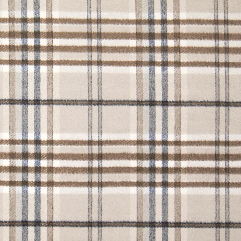 Coat Fabric Wool Blend roughened checks – light taupe/mocca,  image number 1