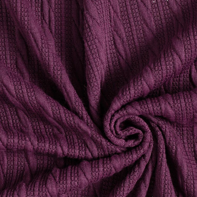 Knit Cloqué Cable-knit print – merlot, image number 3