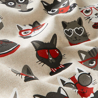 Decor Fabric Half Panama Cats – natural, 