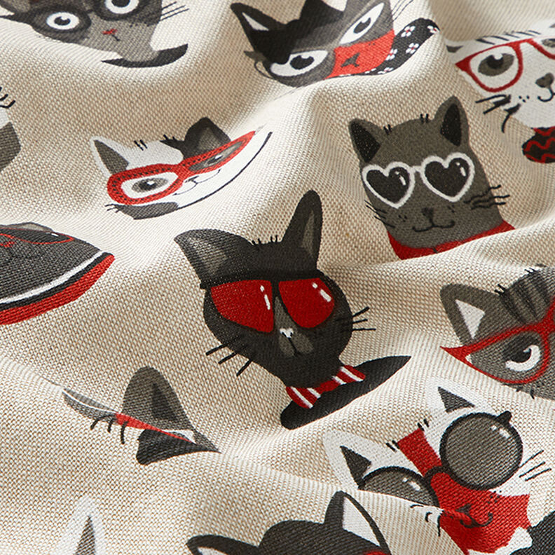 Decor Fabric Half Panama Cats – natural,  image number 2