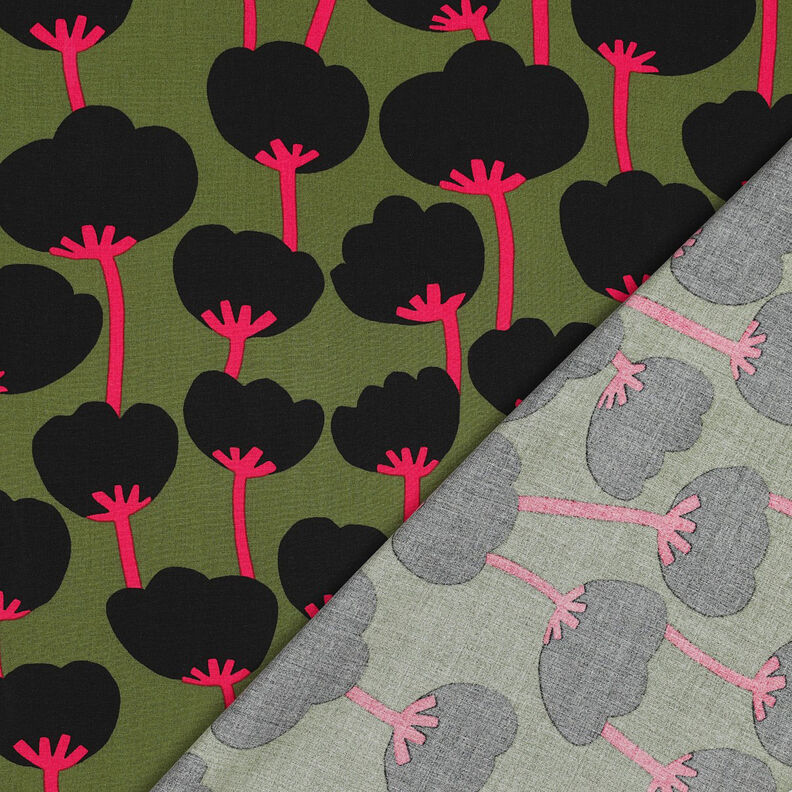 LENZING™ ECOVERO™ viscose fabric  Poppies | Nerida Hansen – olive/black,  image number 4