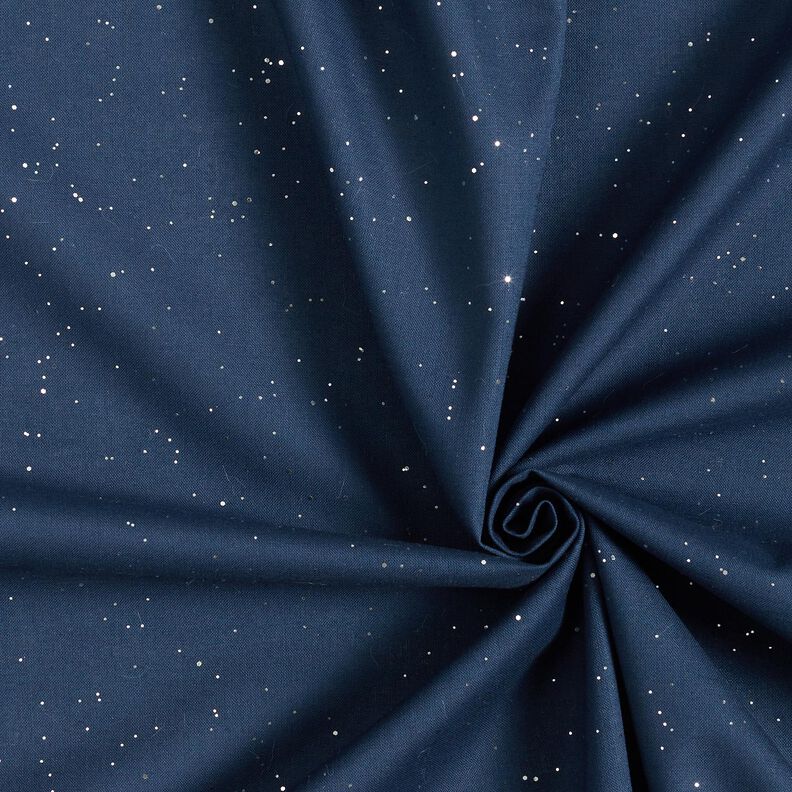 Cotton Poplin Foil Print Silver speckles – midnight blue/metallic silver,  image number 3