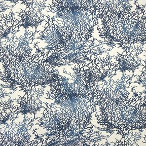 Decor Fabric Half Panama fine corals – navy blue/natural, 