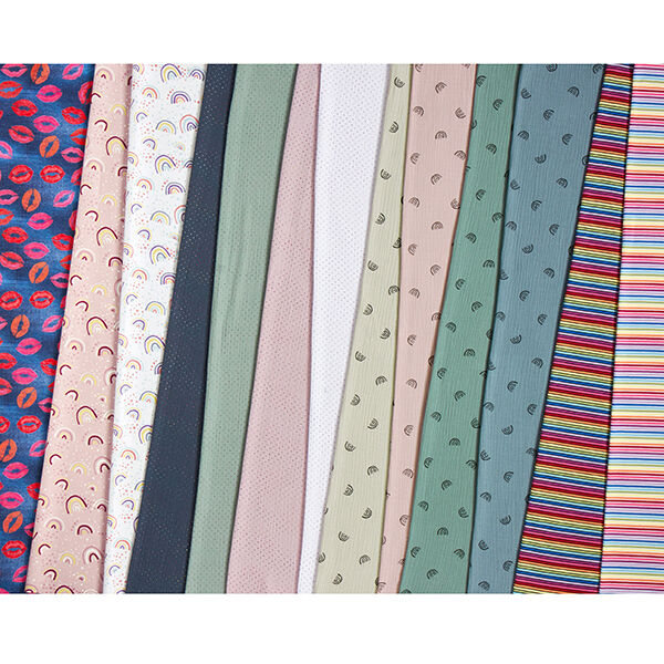 Cotton Jersey Rainbow Stripes – white/colour mix,  image number 6