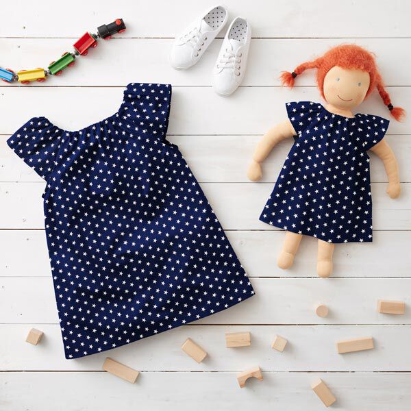Cotton Poplin Medium Stars – navy blue/white,  image number 7