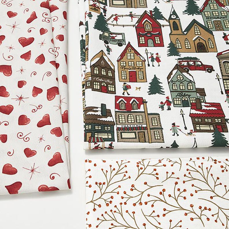 Decorative fabric half Panama winter berries – offwhite,  image number 5