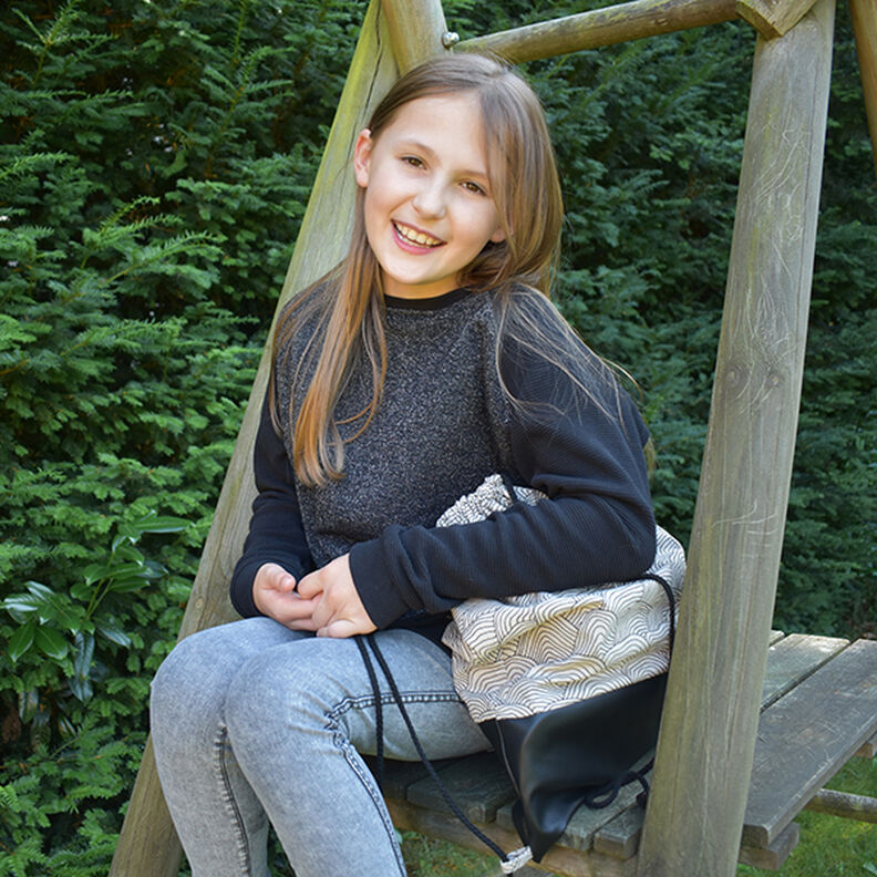 Mini Cotton waffle jersey Plain – black, image number 6