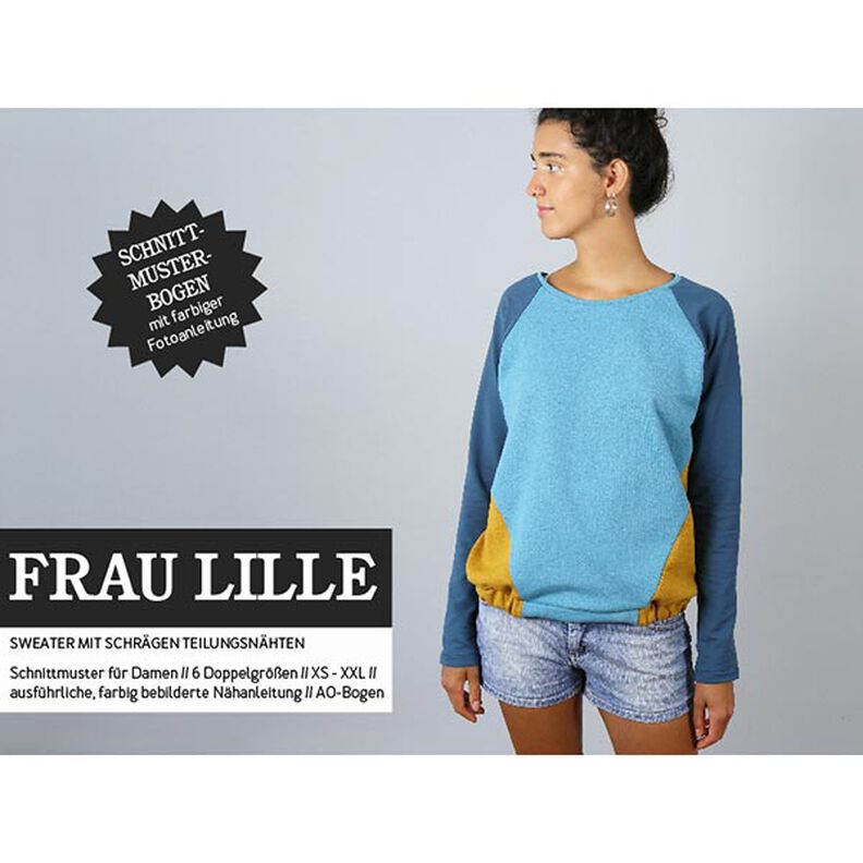 FRAU LILLE - raglan jumper with diagonal dividing seams, Studio Schnittreif  | XS -  XXL,  image number 1