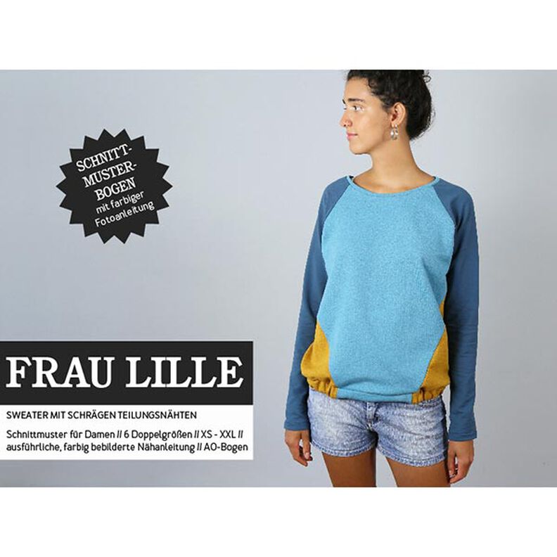 FRAU LILLE - raglan jumper with diagonal dividing seams, Studio Schnittreif | XS - XXL,  image number 1