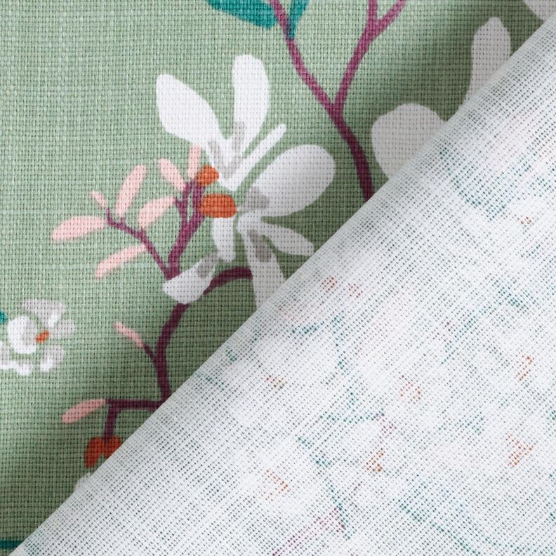 Decor Fabric Panama cherry blossom – pale mint/grape,  image number 4