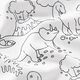 Cotton Poplin Colouring Fabric dinosaurs – white/black,  thumbnail number 2