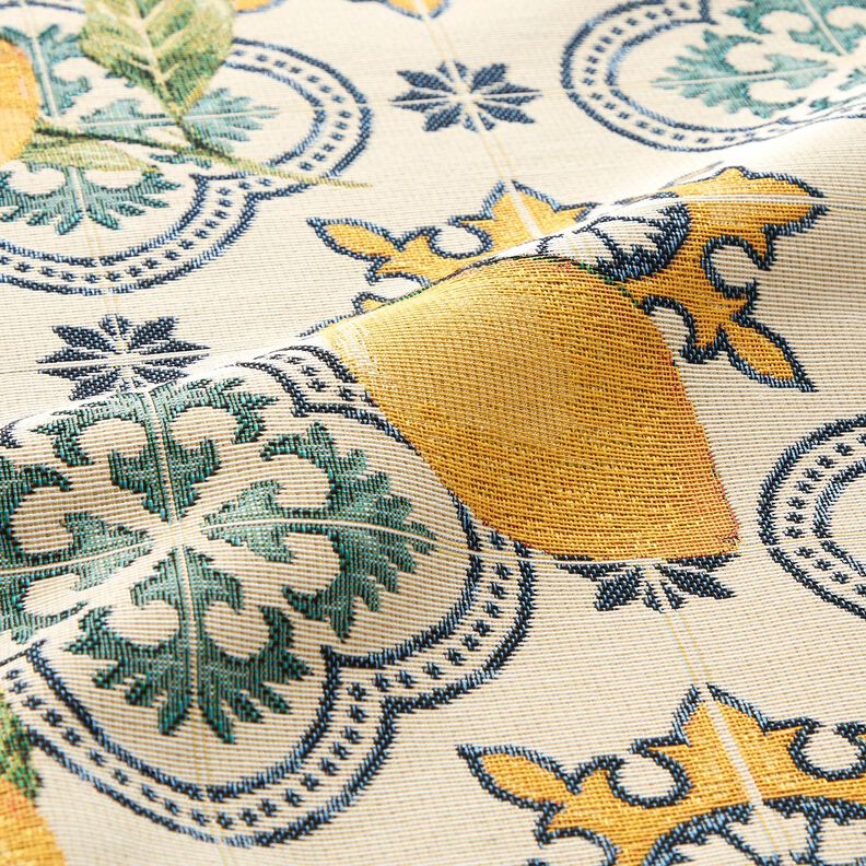 Decor Fabric Tapestry Fabric lemon tiles – natural/lemon yellow,  image number 2