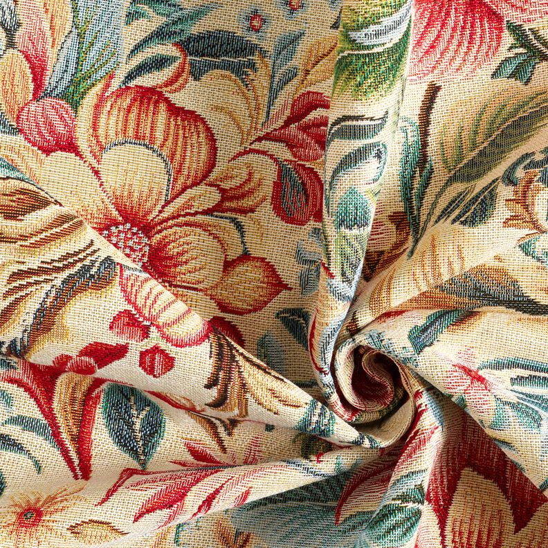 Decor Fabric Tapestry Fabric dreamy flowers – light beige/red, image number 3