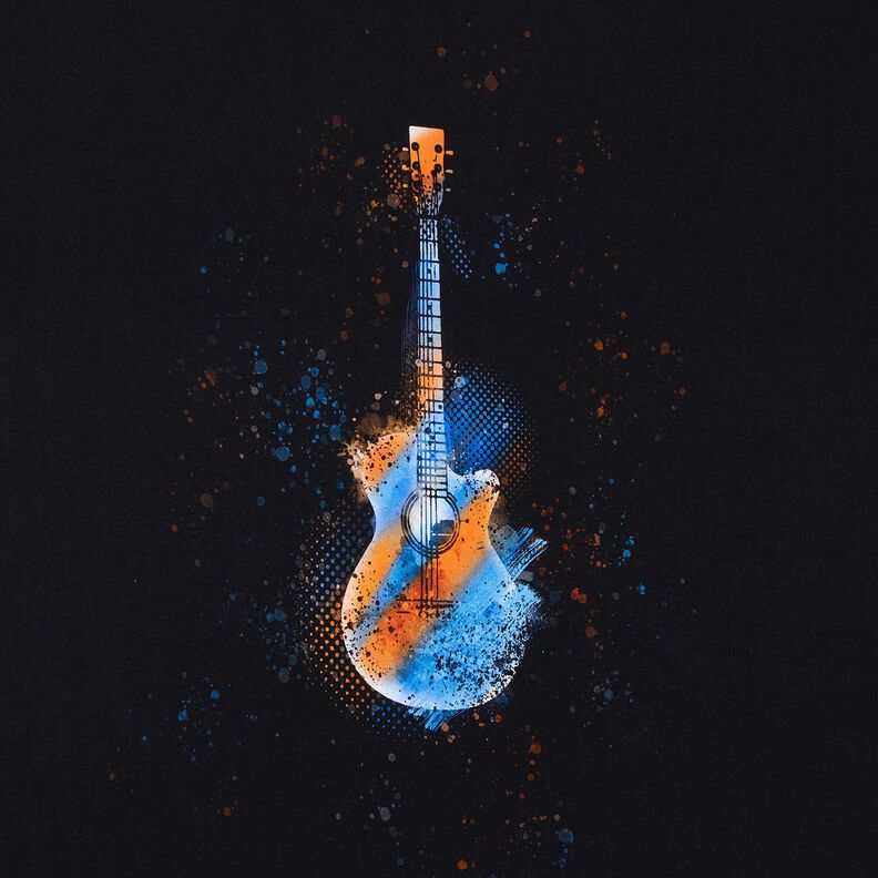 Cotton Jersey Panel Guitar | Glitzerpüppi – black/orange,  image number 7