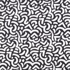 viscose fabric abstract wavy lines – black/white, 