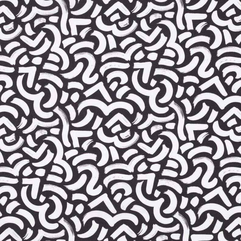 viscose fabric abstract wavy lines – black/white,  image number 1