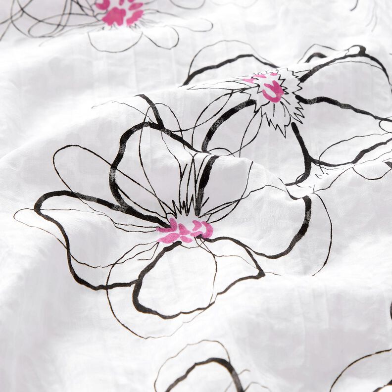 crinkle voile flowers and leopard print – white/black,  image number 2