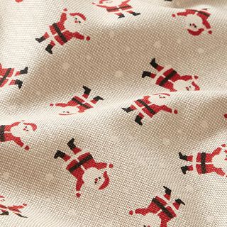Decorative fabric half Panama mini Santa Clauses – natural, 