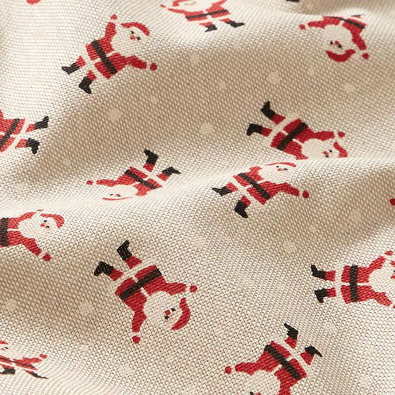 Decorative fabric half Panama mini Santa Clauses – natural, image number 2