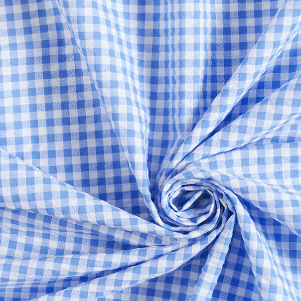 Seersucker Gingham Cotton Blend – light blue,  image number 3