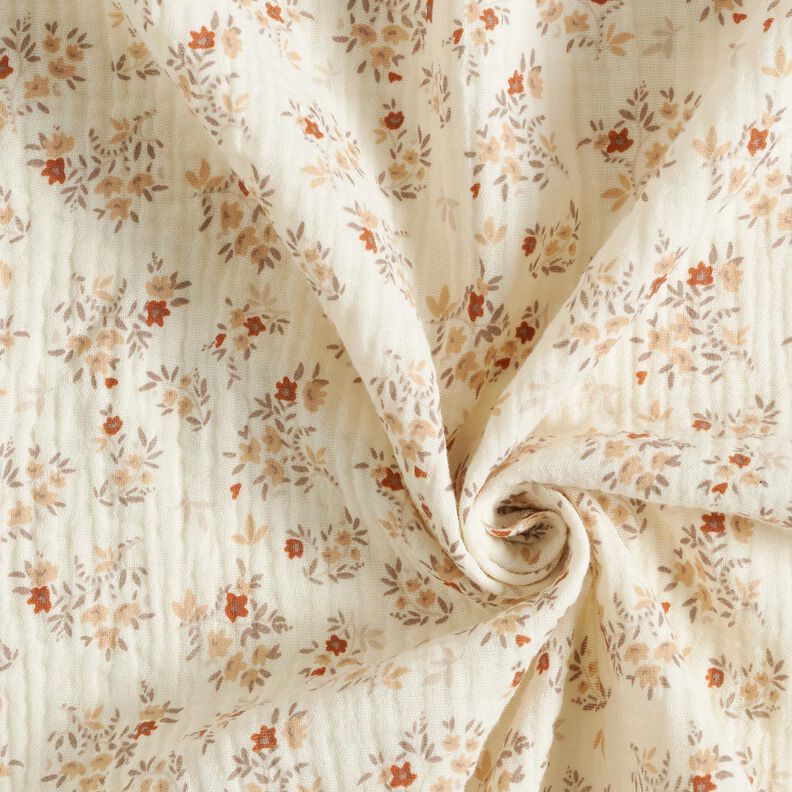 Double Gauze/Muslin little flowers – offwhite,  image number 4