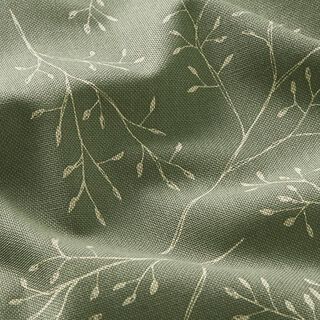 Decorative fabric half Panama delicate branches – light olive, 