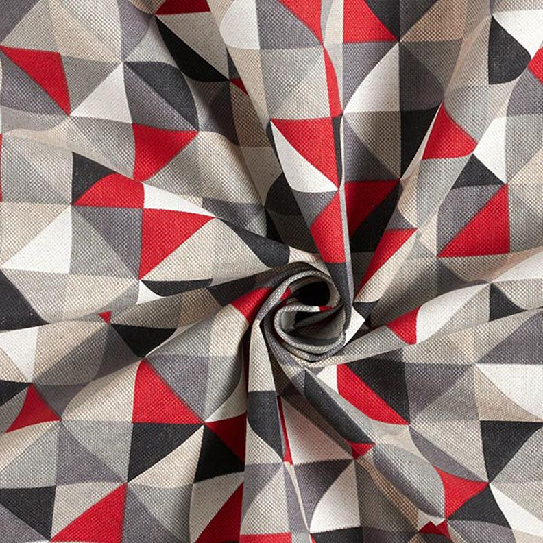 Decor Fabric Half Panama retro diamond pattern – red/grey,  image number 3