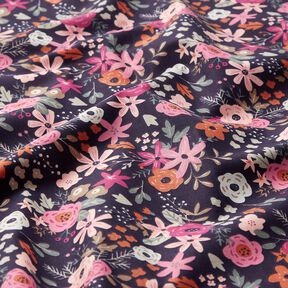 Cotton Poplin flower bouquets – blue-black/purple, 