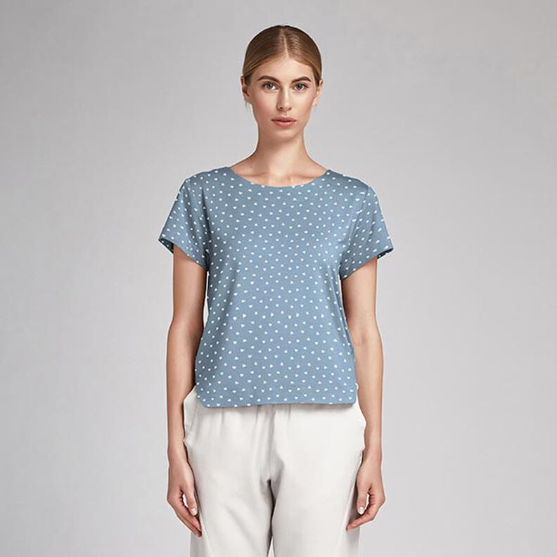 Scattered hearts organic cotton poplin – light wash denim blue,  image number 6
