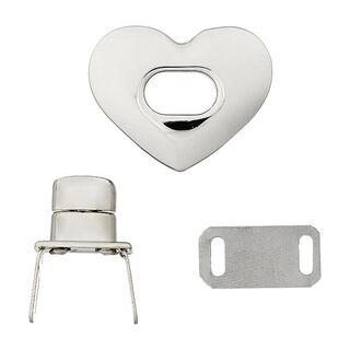 Bag Closure Heart  – silver metallic, 