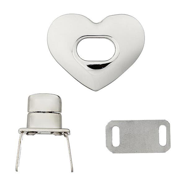Bag Closure Heart  – silver metallic,  image number 1