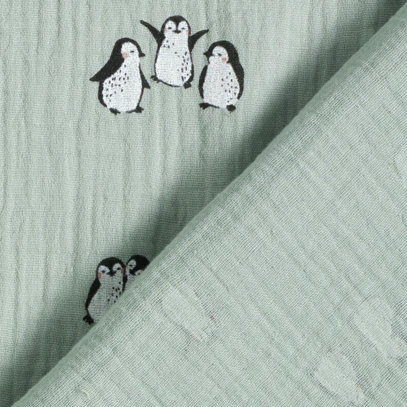 Double Gauze/Muslin happy penguins – reed, image number 4