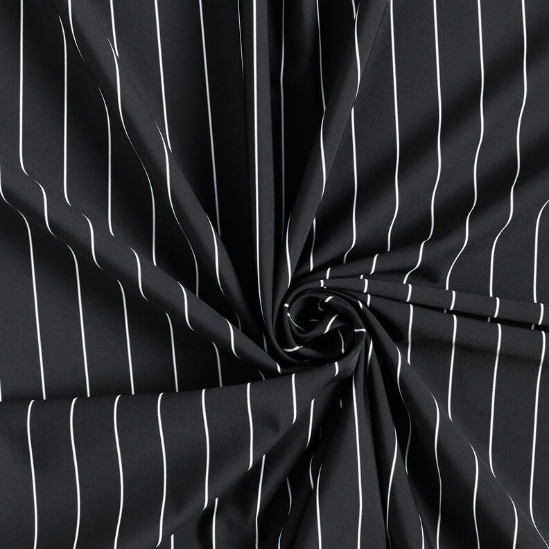 stretch pinstripe trouser fabric – black/white,  image number 3
