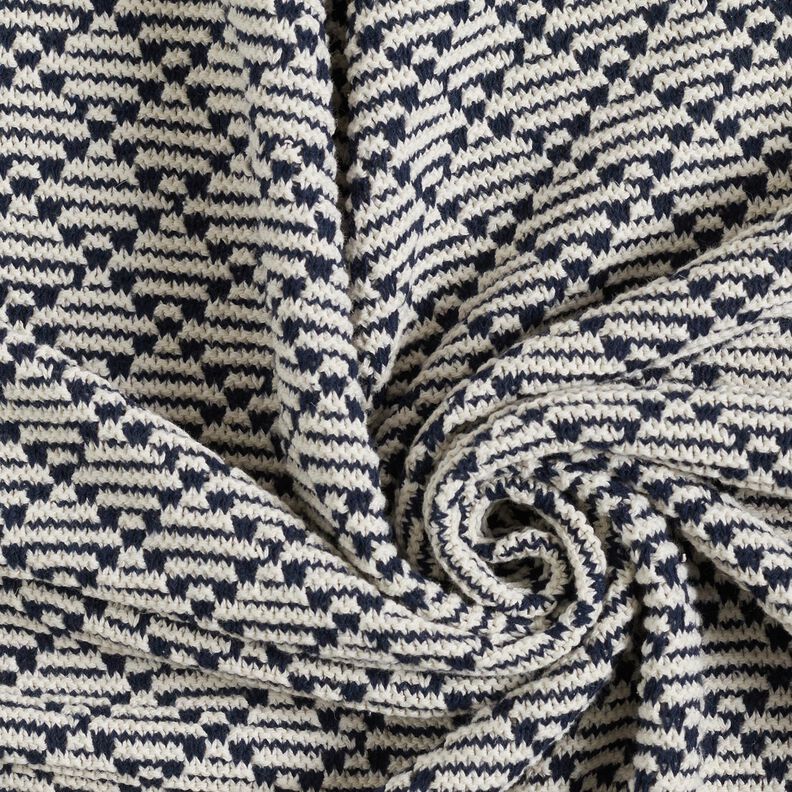 Diamonds chunky knit cotton – white/navy blue,  image number 3
