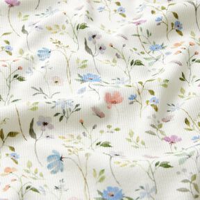 Ribbed Jersey Watercolour Floral Meadow – ivory, 