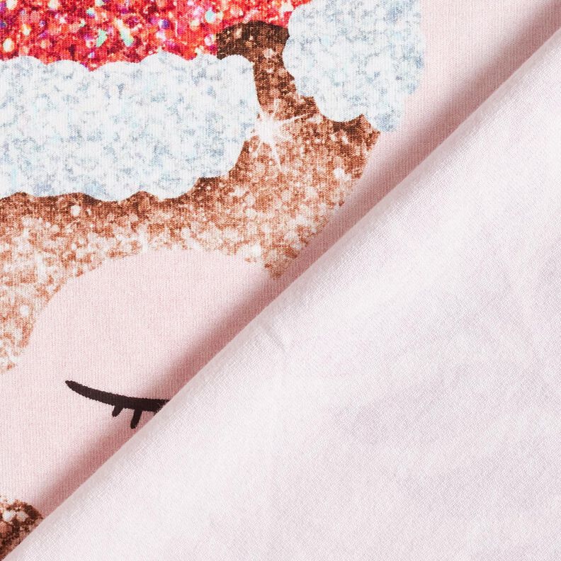 Cotton Jersey sleeping glitter deer Panel | Glitzerpüppi – rosé/light dusky pink, image number 4