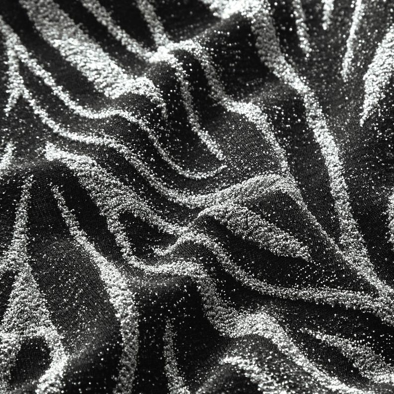 Glitter jersey zebra stripes – black/metallic silver,  image number 2