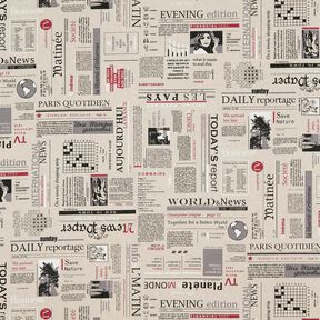 Decor Fabric Half Panama international newspaper – natural/black, 