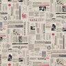 Decor Fabric Half Panama international newspaper – natural/black,  thumbnail number 1