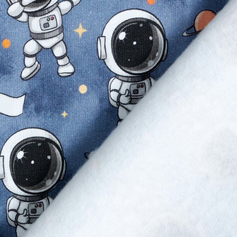 Brushed Sweatshirt Fabric cool astronauts Digital Print – blue grey,  image number 4