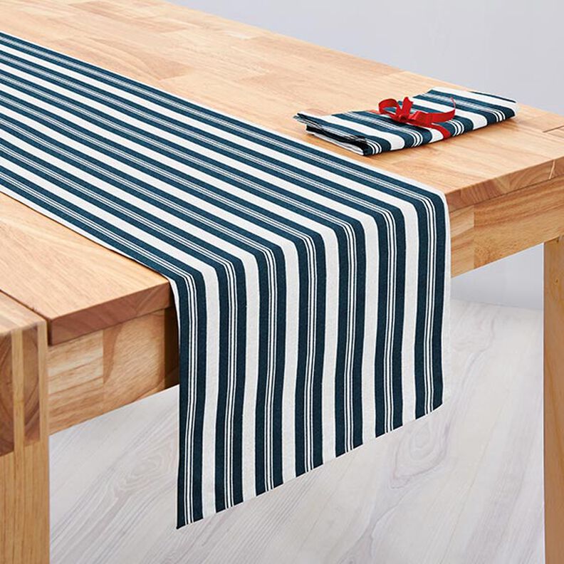 Decor Fabric Jacquard stripes – ocean blue/white,  image number 7