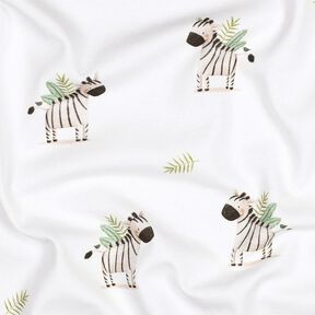 GOTS Cotton Jersey Zebras in the steppe Digital Print | Poppy Fabrics – white/black, 