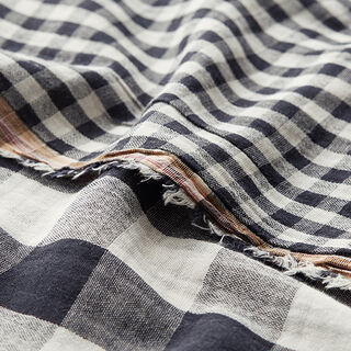 Double Gauze/Muslin large and small check pattern Doubleface – offwhite/black, 