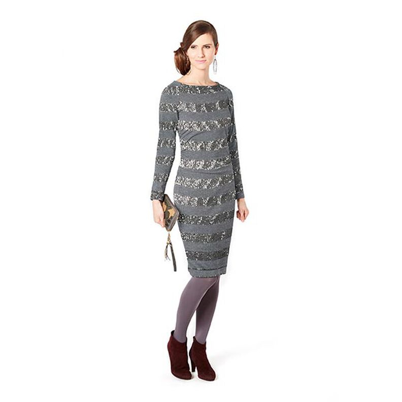 Horizontal Stripes Glitter Sequin Knit – grey,  image number 6