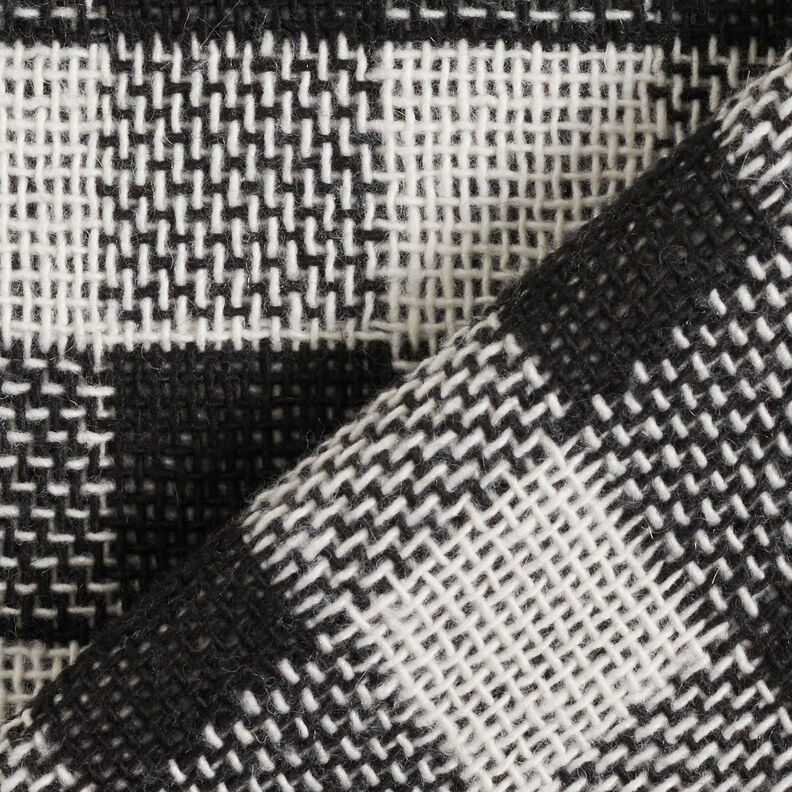 Coat fabric double weave check – black/white, image number 5