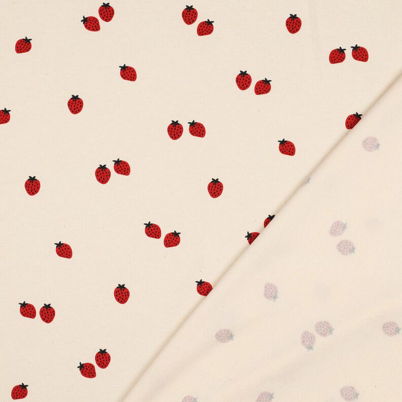 GOTS Cotton Jersey Strawberries | Poppy Fabrics – light beige/carmine,  image number 4