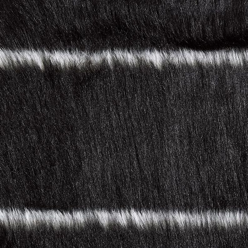 Faux Fur Horizontal stripes – black/offwhite,  image number 1
