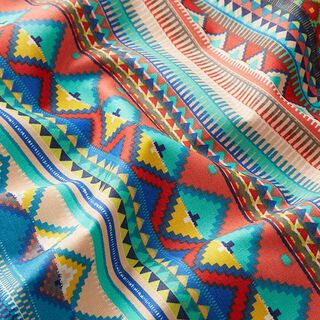 Coated Cotton ethnic stripes – blue/orange, 
