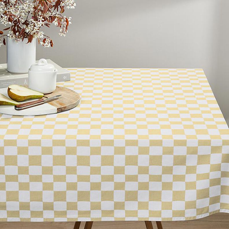 Cotton Cretonne Abstract Plaid – white/vanilla yellow,  image number 8